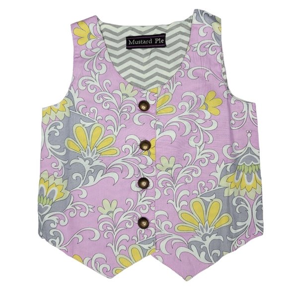 mustard Pie NWT pink floral fancy vest for wedding easter photoshoots 12 months - Picture 5 of 5